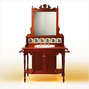 Victorian 1240 Solid Cedar Timber Washstand with 2 Doors and Mirrored Back. Click to view a larger image.