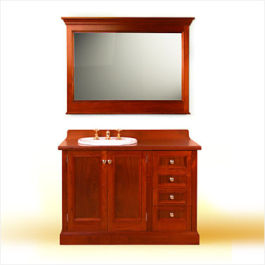 Colonial 1200 Timber Bathroom Vanity with 2 Doors, 4 Drawers and Short Mirror. Click to view a larger image.