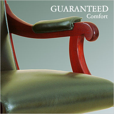 The Consultant's Chair combines the beauty of polished red cedar and the luxury of black or green leather with the high tech convenience of a gas operated mechanism. Click for more information.